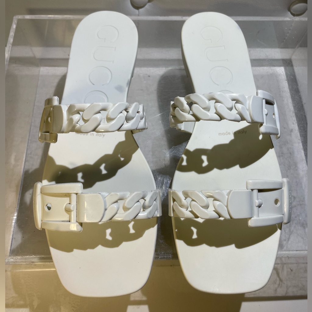 Gucci Jelly Rubber Slide Sandal Sz 37 Made In Italy Good Condition